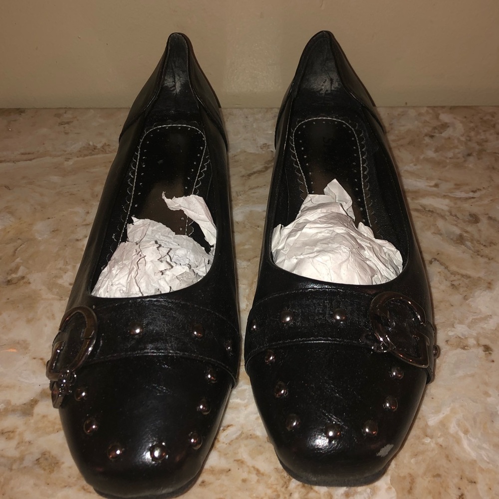 Studded black flats